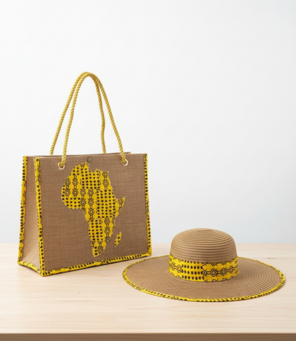 Ensemble « Mama Africa » – Sac Cabas & Chapeau Canotier